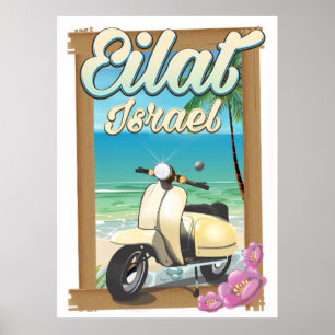Eilat Beach Israel scooter affiche de voyage