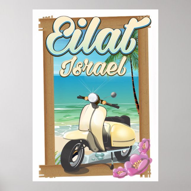 Eilat Beach Israel scooter affiche de voyage (Devant)
