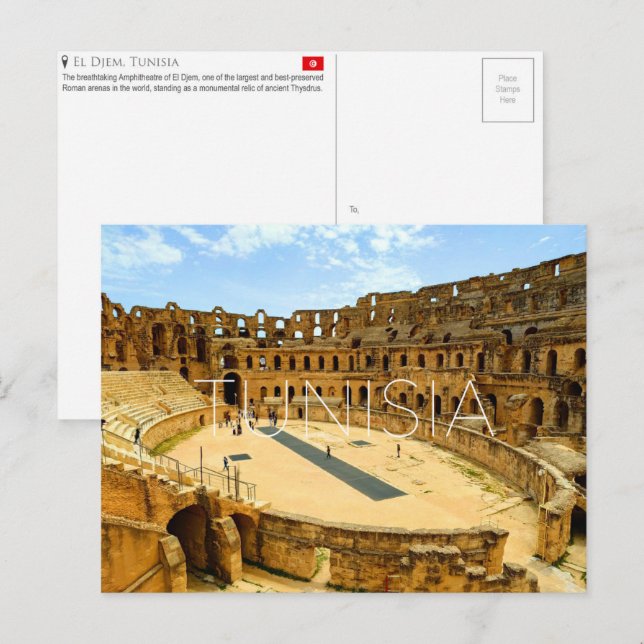 El Djem, Tunisie Carte Postale de Voyage (Devant / Derrière)