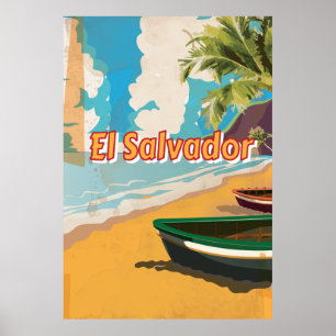 El Salvador  Affiche de vacances vintage