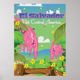 El Salvador dessin animé impression de voyage.