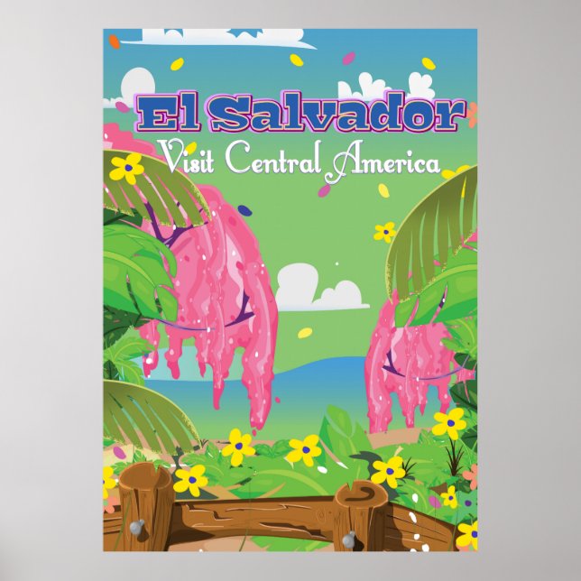 El Salvador dessin animé impression de voyage. (Devant)