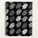 Elder Leaf Pattern Black White Grey<br><div class="desc">Elder tree leaf silhouette in a surface pattern design with grey and white detail on a black background.</div>