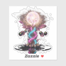 Electric Blue Neon Blossom Transparent Sticker