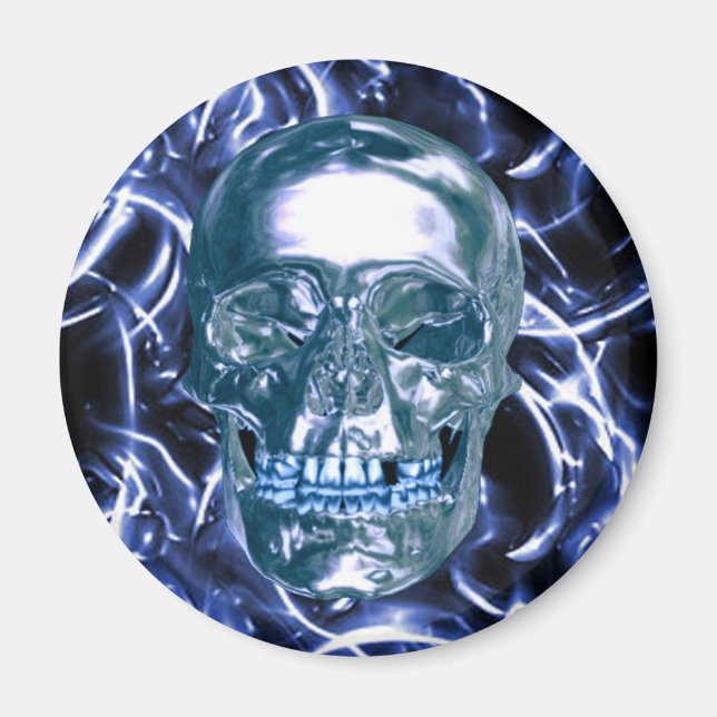 Électrique bleu Chrome aimant crâne (Devant)