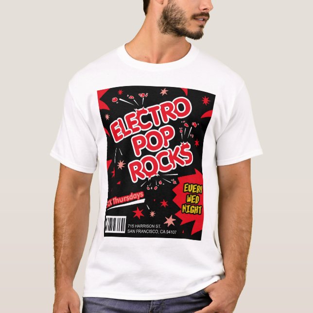 Électro T-shirt de rouge de sucrerie de roches de (Devant)