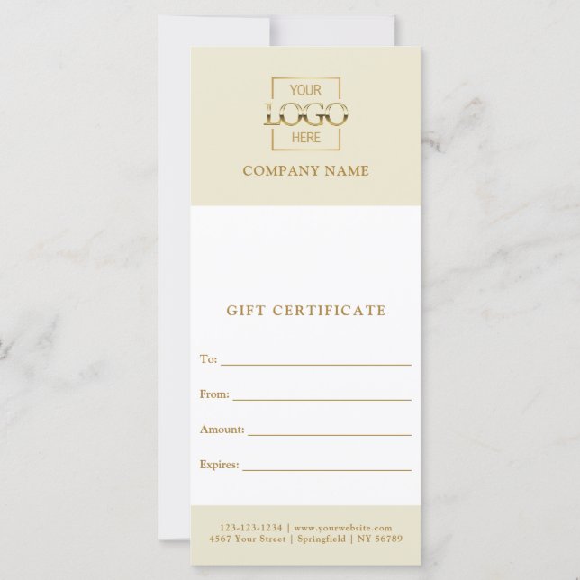 Elegan Beige Minimalist Custom Business Gift Card (Devant)