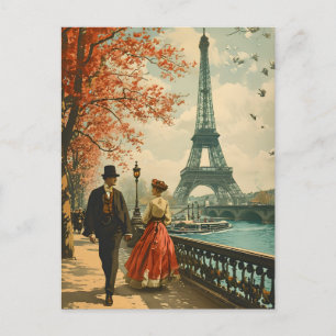 Elégance à Paris : Carte postale Vintage
