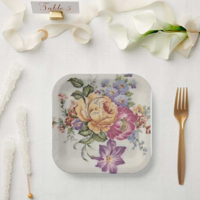 Élégance : Assiettes en papier inspirées de la por (Mariage)