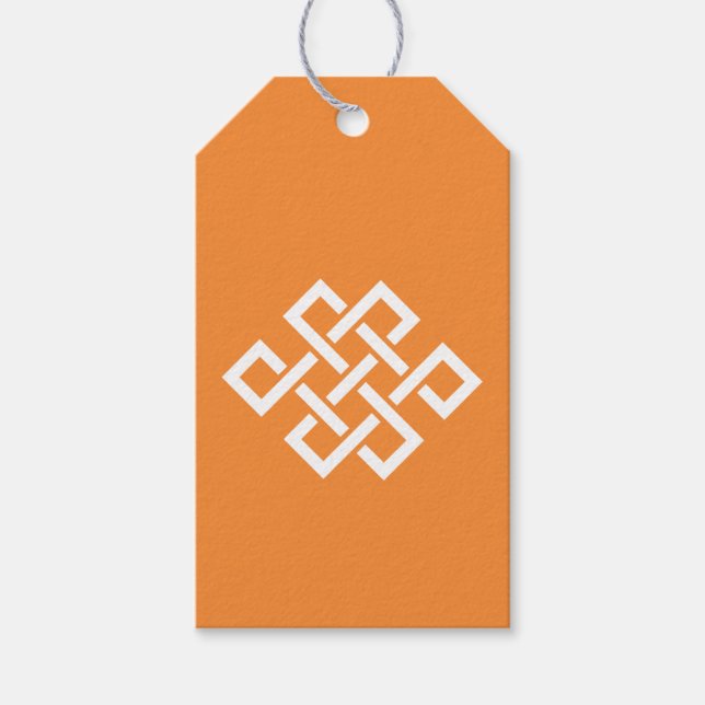 Élégance Chinoise en Étiquette Cadeau Orange (Devant)