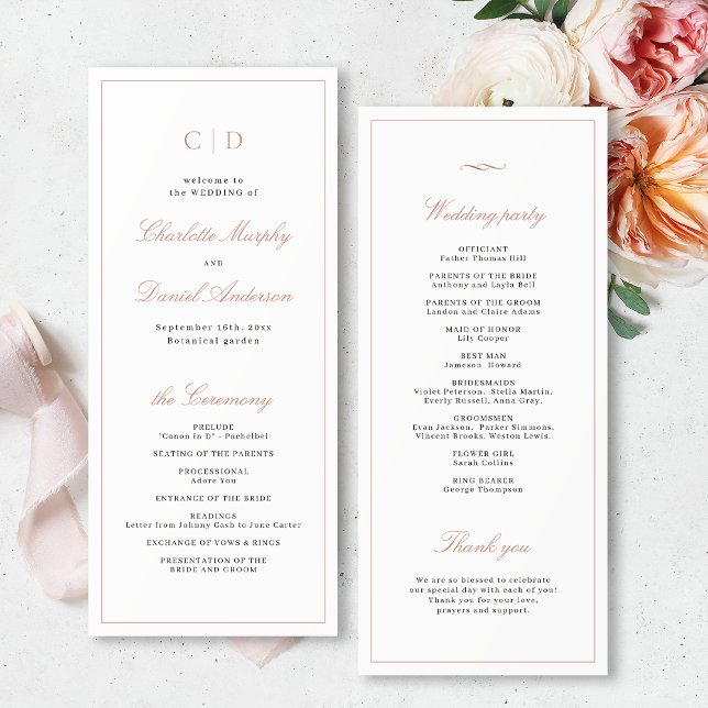 Élégance classique Script Monogramme Programme de  (Classic Elegance Script Monogram Wedding Program)