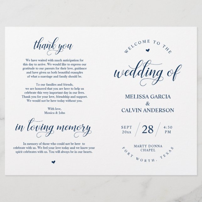 Elegance Classy Mariage Ceremony Programme pliable (Devant)