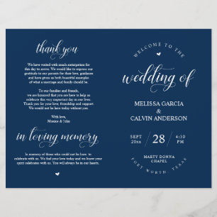 Elegance Classy Mariage Ceremony Programme pliable