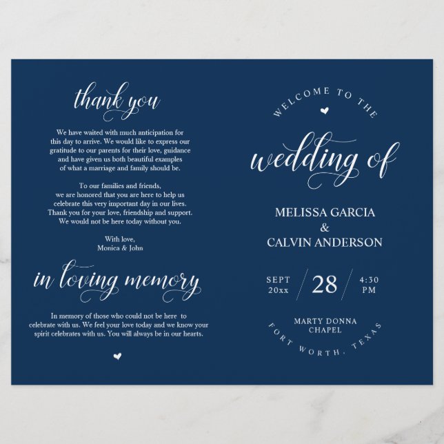 Elegance Classy Mariage Ceremony Programme pliable (Devant)
