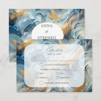 Élégance contemporaine : Bleu Blanc Or RSVP