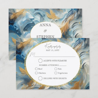 Élégance Contemporaine : Bleu Blanc Or RSVP