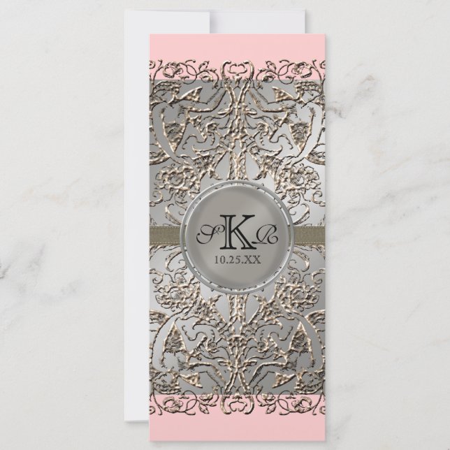 Elégance Cravate Noire, Invitations Mariage Argent (Devant)