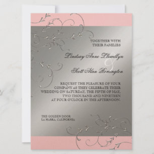 Elégance Cravate Noire, Invitations Mariage Argent