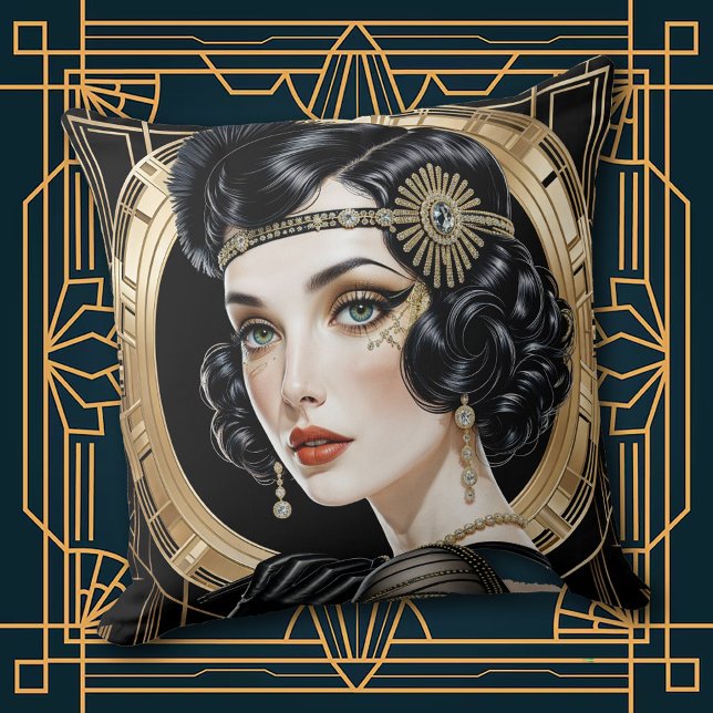 Élégance de cocktail des années 1920 Coussin décor (Créateur téléchargé)