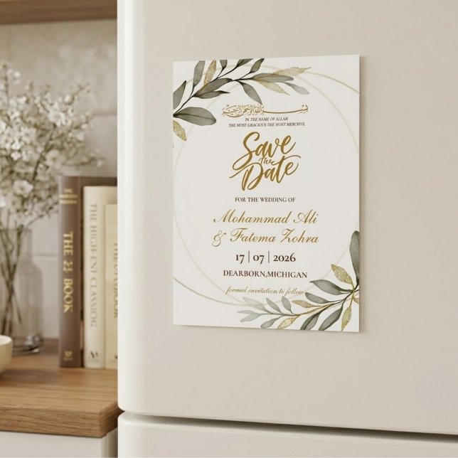Élégance de feuilles d'or Mariage musulman SAVE TH (Créateur téléchargé)