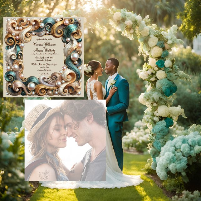 Élégance de la Côte de Perle Faire-Part de Mariage (Créateur téléchargé)