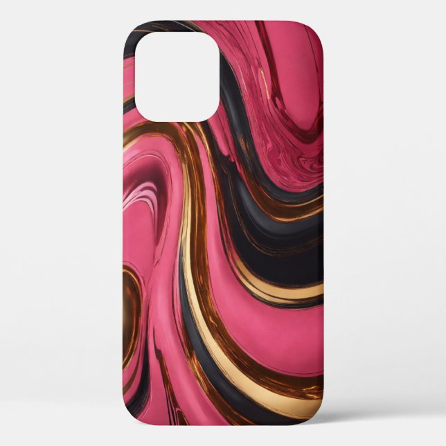 Elégance de luxe : rose, or & coque iphone noir" (Verso)