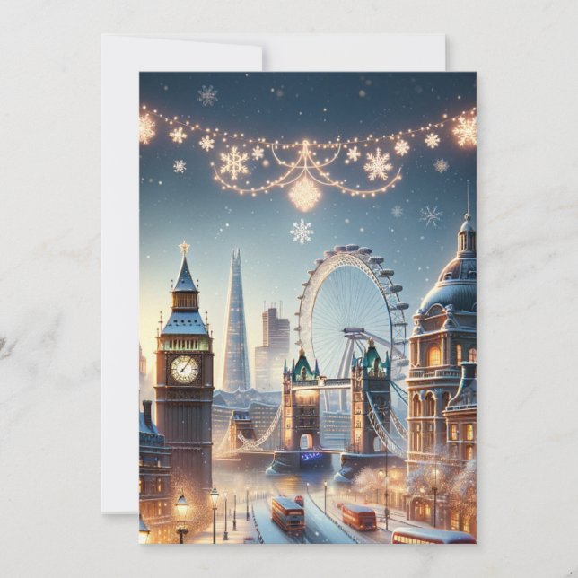 Élégance de Noël à Londres : Carte de vœux exquise (Devant)