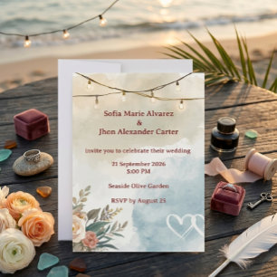 Élégance de plage douce Invitation esthétique mode