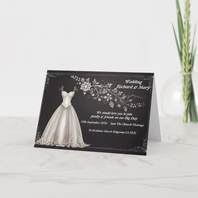 Élégance de robe de mariée Invitation de mariage (Devant)