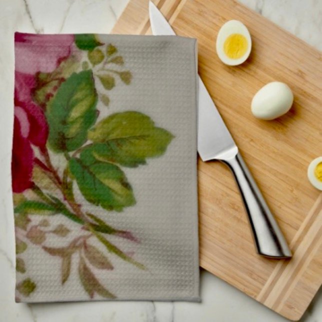 Élégance de rose chou frisé vintage Serviettes de  (Kitchen Towel 16”X24” poly-blend machine washable. )