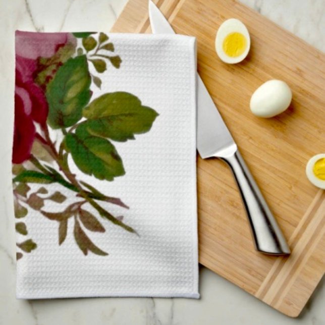Élégance de Rose Chou Vintage Serviettes de Cuisin (Kitchen Towel 16”X24” poly-blend machine washable. )