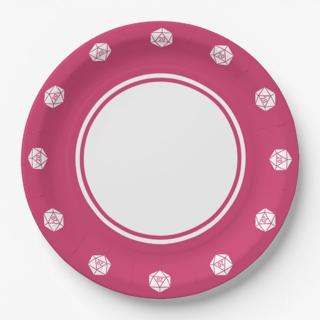Élégance de table en assiette en papier framboise (Devant)