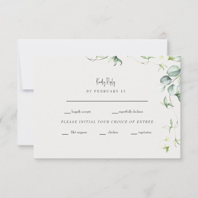 Élégance de verdure Carte de réponse de mariage cr (Devant)
