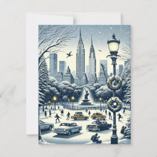 Élégance des Fêtes à New York - Carte de Noël pers