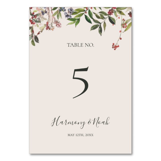 Élégance des Fêtes Botanique | Numéro de Table Cha (Par défaut)