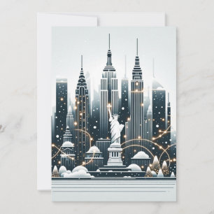 Élégance des Fêtes de New York - Carte de Noël Per