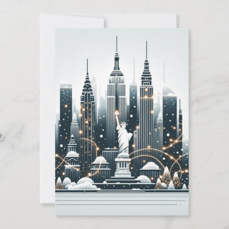 Élégance des Fêtes de New York - Carte de Noël Per