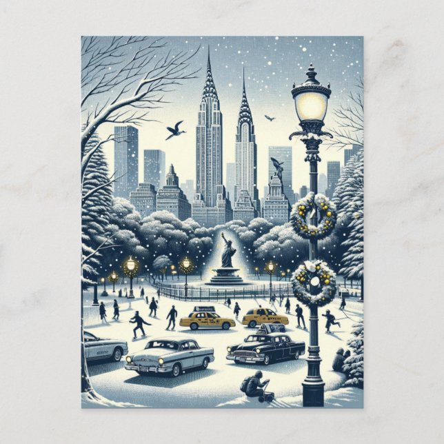 Élégance des Fêtes de New York - Carte de Noël per (Devant)