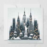 Élégance des Fêtes de New York - Carte de Noël Per