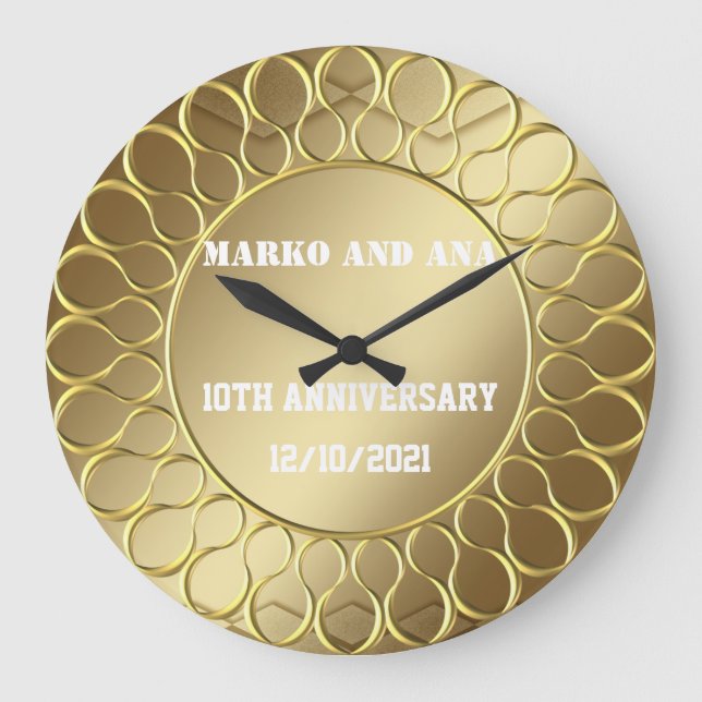 Elégance dorée anniversaire d'amour grande horloge (Recto)