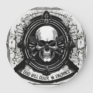 "Élégance du Skeletal : Mini horloge murale crânie