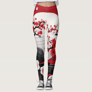 Élégance Embrasser : Leggings japonais en fleurs d