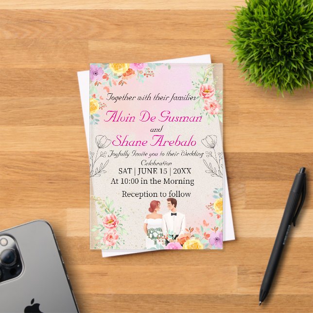Élégance Émouvante : Invitation de Mariage en Acry (Insitu (Carte d'invitation))