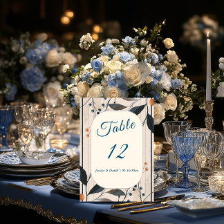 Elégance en bleu et or moderne carte numéro de tab