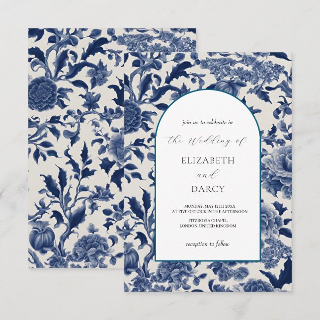 Élégance en porcelaine : Faire-part de mariage Flo (Devant / Derrière)