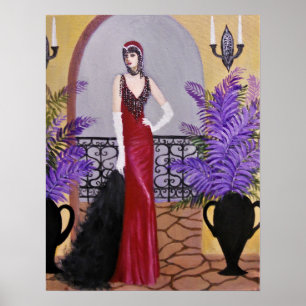 Élégance en rouge, affiche