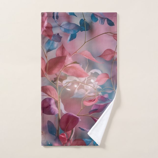 "Élégance éthérée : une danse de Feuilles colorés" (Serviette à main)