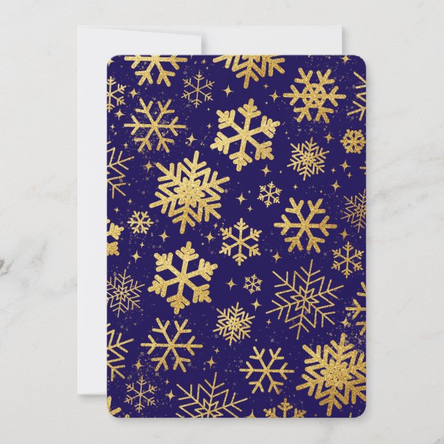 Élégance Flocon de Neige Doré – Carte de Fêtes Pla (Devant)
