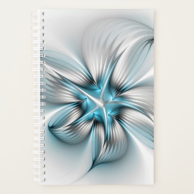 Élégance florale Art fractal abstrait moderne bleu (Devant)