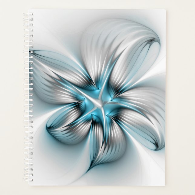 Élégance florale Art fractal bleu abstrait moderne (Devant)